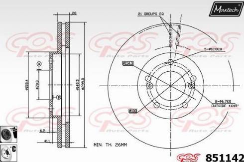 Maxtech 851142.6060 - Гальмівний диск autocars.com.ua