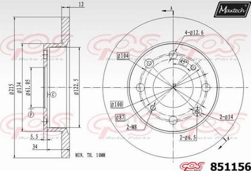 Maxtech 851156.0000 - Гальмівний диск autocars.com.ua