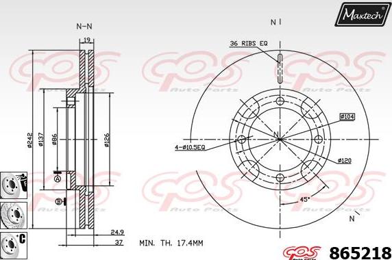 Maxtech 861025 - Тормозной диск autodnr.net