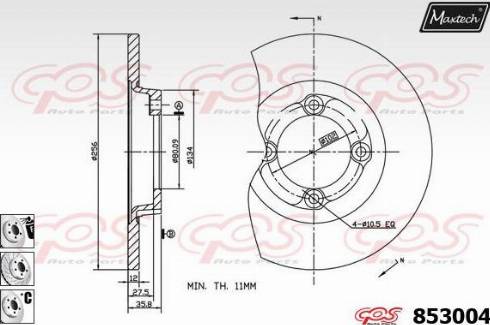 Maxtech 853004.6880 - Гальмівний диск autocars.com.ua