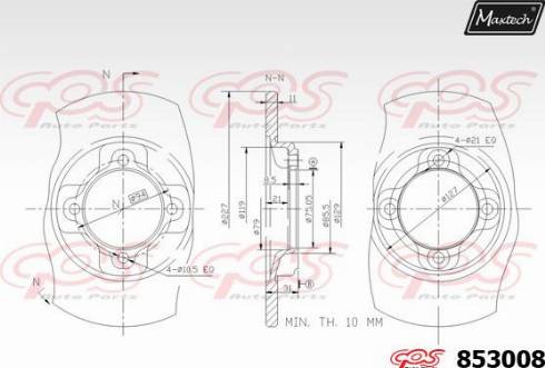 Maxtech 853008.0000 - Гальмівний диск autocars.com.ua