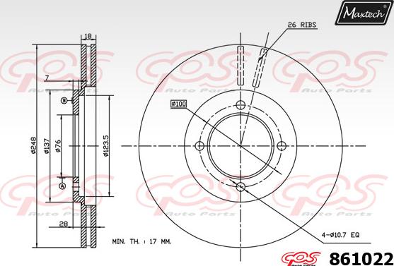 Maxtech 853008 - Гальмівний диск autocars.com.ua