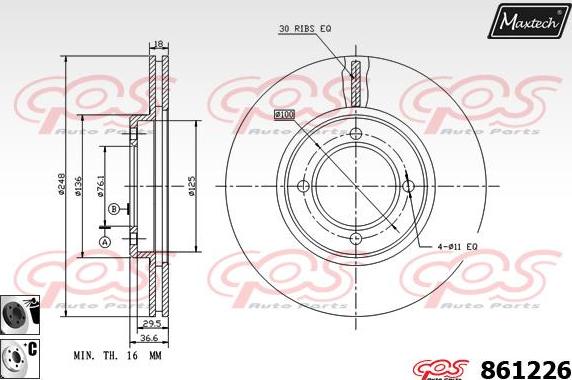 Maxtech 853012 - Гальмівний диск autocars.com.ua