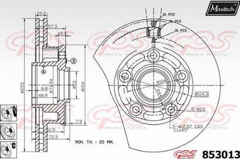 Maxtech 853013.6880 - Гальмівний диск autocars.com.ua