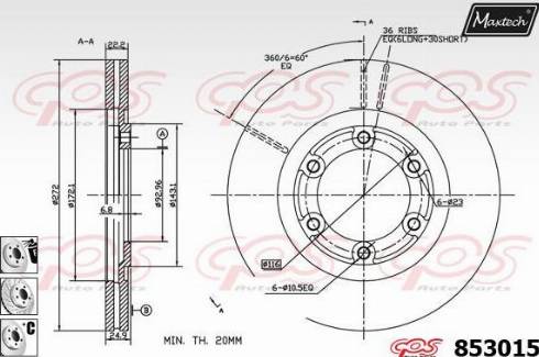 Maxtech 853015.6880 - Гальмівний диск autocars.com.ua