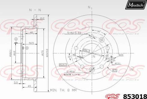 Maxtech 853018.0000 - Гальмівний диск autocars.com.ua