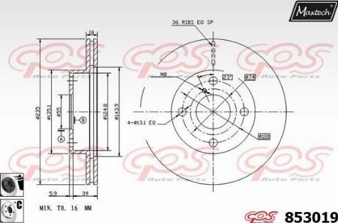 Maxtech 853019.6060 - Гальмівний диск autocars.com.ua