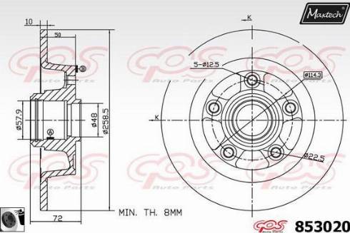 Maxtech 853020.0060 - Гальмівний диск autocars.com.ua