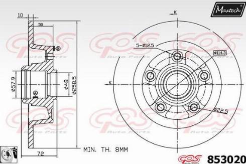 Maxtech 853020.0080 - Гальмівний диск autocars.com.ua