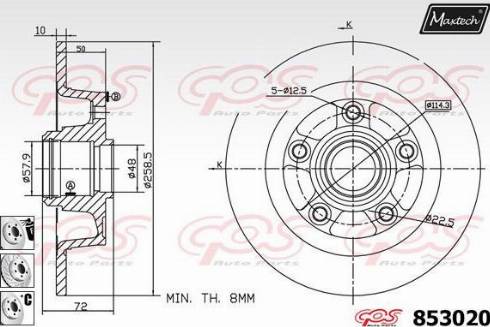 Maxtech 853020.6880 - Гальмівний диск autocars.com.ua