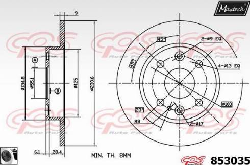 Maxtech 853035.0060 - Гальмівний диск autocars.com.ua