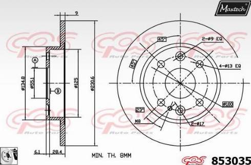 Maxtech 853035.0080 - Гальмівний диск autocars.com.ua