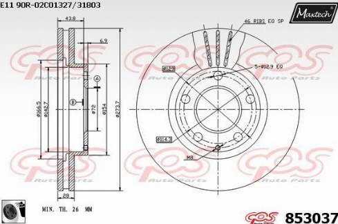 Maxtech 853037.0060 - Гальмівний диск autocars.com.ua