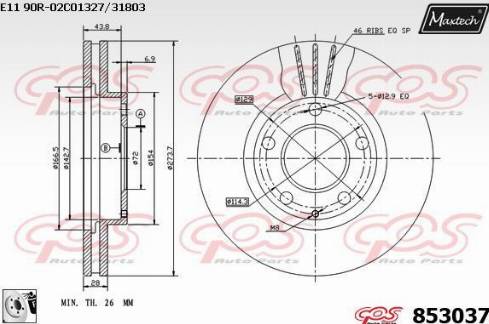 Maxtech 853037.0080 - Гальмівний диск autocars.com.ua