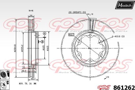 Maxtech 853037 - Гальмівний диск autocars.com.ua