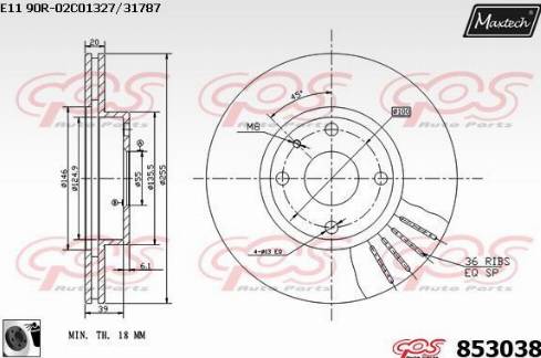 Maxtech 853038.0060 - Гальмівний диск autocars.com.ua