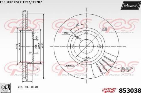 Maxtech 853038.0080 - Гальмівний диск autocars.com.ua