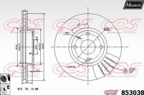 Maxtech 853038.6060 - Гальмівний диск autocars.com.ua