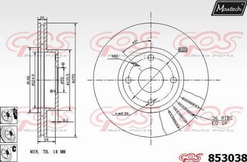 Maxtech 853038.6880 - Гальмівний диск autocars.com.ua