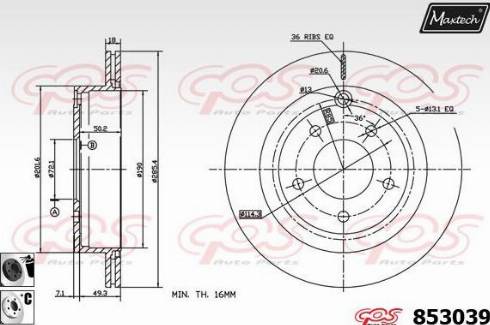 Maxtech 853039.6060 - Гальмівний диск autocars.com.ua