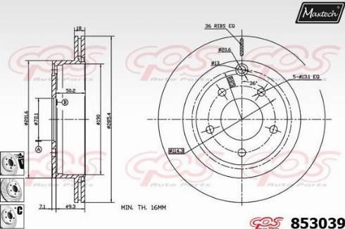 Maxtech 853039.6980 - Гальмівний диск autocars.com.ua