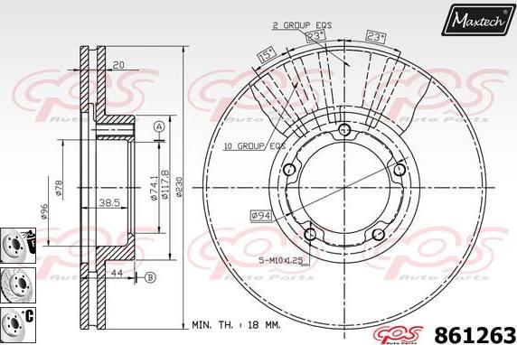 Maxtech 853039 - Гальмівний диск autocars.com.ua