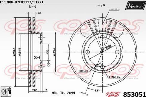 Maxtech 853051.0080 - Гальмівний диск autocars.com.ua