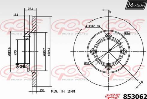 Maxtech 853062.0000 - Гальмівний диск autocars.com.ua