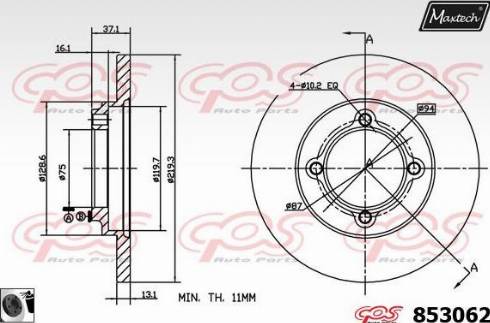 Maxtech 853062.0060 - Гальмівний диск autocars.com.ua