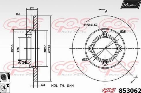 Maxtech 853062.6060 - Гальмівний диск autocars.com.ua