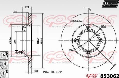 Maxtech 853062.6880 - Гальмівний диск autocars.com.ua