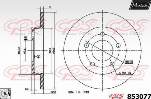 Maxtech 853077.0080 - Гальмівний диск autocars.com.ua