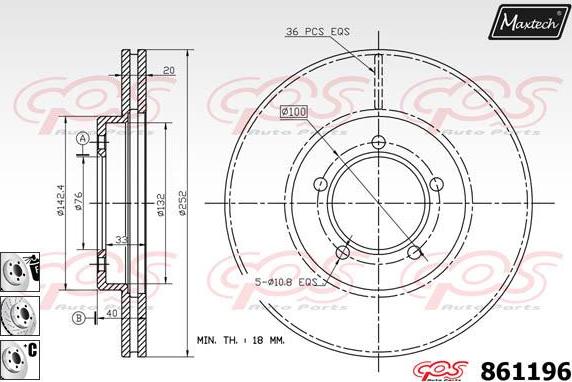 Maxtech 853080 - Гальмівний диск autocars.com.ua