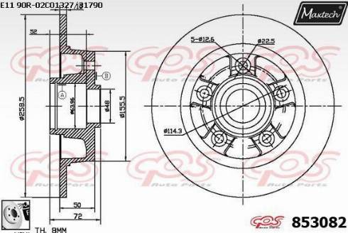 Maxtech 853082.0080 - Гальмівний диск autocars.com.ua