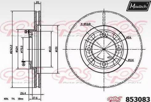 Maxtech 853083.6880 - Гальмівний диск autocars.com.ua