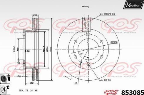 Maxtech 853085.6060 - Гальмівний диск autocars.com.ua