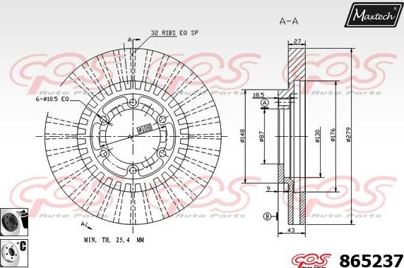 Maxtech 853085 - Гальмівний диск autocars.com.ua