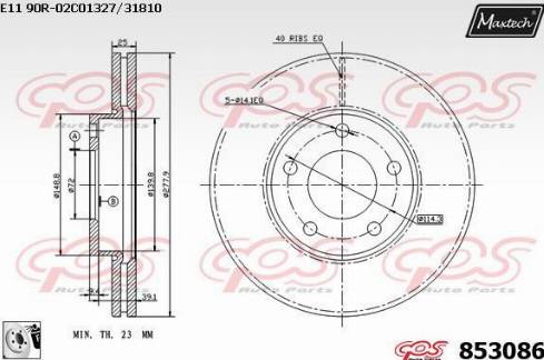 Maxtech 853086.0080 - Гальмівний диск autocars.com.ua