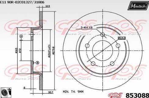 Maxtech 853088.0060 - Гальмівний диск autocars.com.ua