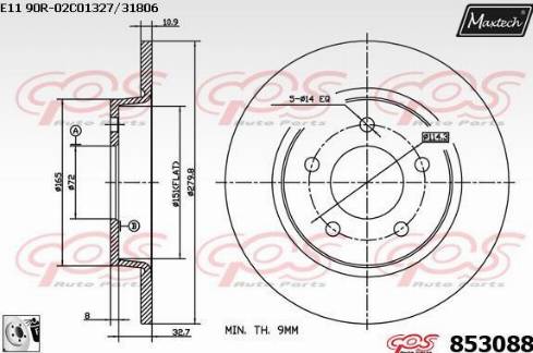 Maxtech 853088.0080 - Гальмівний диск autocars.com.ua