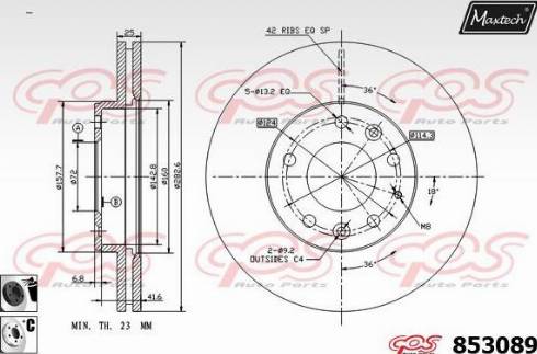 Maxtech 853089.6060 - Гальмівний диск autocars.com.ua