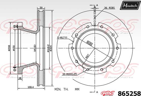 Maxtech 853090 - Гальмівний диск autocars.com.ua