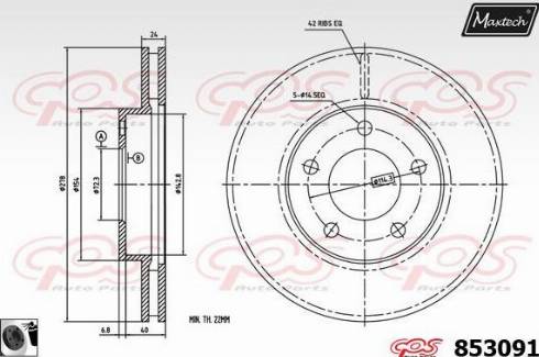 Maxtech 853091.0060 - Гальмівний диск autocars.com.ua