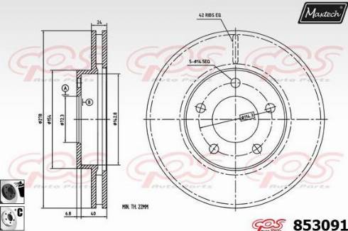 Maxtech 853091.6060 - Гальмівний диск autocars.com.ua