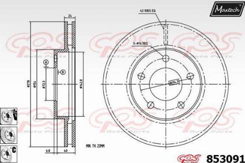 Maxtech 853091.6880 - Гальмівний диск autocars.com.ua