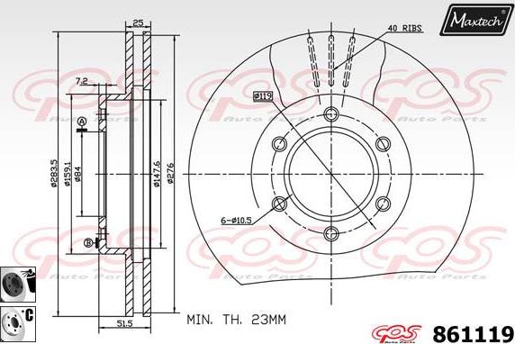 Maxtech 853091 - Гальмівний диск autocars.com.ua