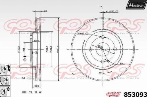 Maxtech 853093.6880 - Гальмівний диск autocars.com.ua