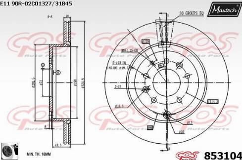 Maxtech 853104.0060 - Гальмівний диск autocars.com.ua