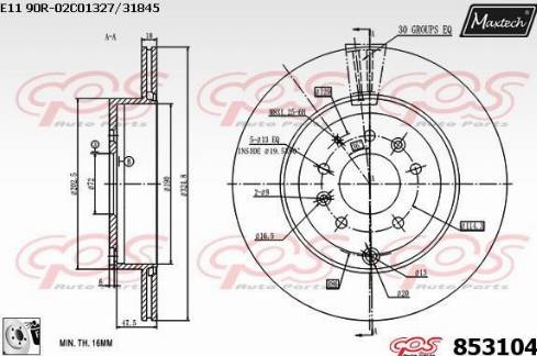 Maxtech 853104.0080 - Гальмівний диск autocars.com.ua