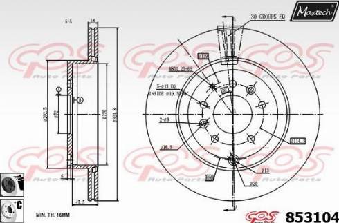 Maxtech 853104.6060 - Гальмівний диск autocars.com.ua